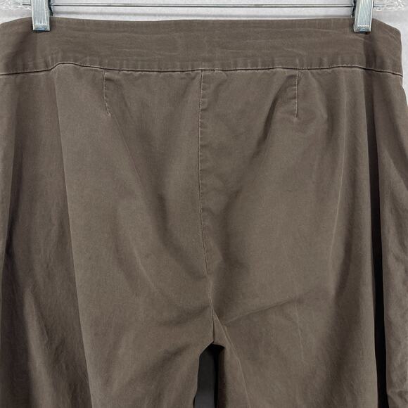 EILEEN FISHER Pants M Organic Cotton Stretch Twill Tapered Cropped Cuff Brown - Picture 6 of 14